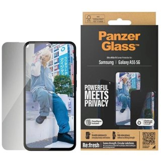 Szkło hartowane PanzerGlass Ultra-Wide Fit prywatyzujące z pozycjonerem na Samsung Galaxy A55 5G