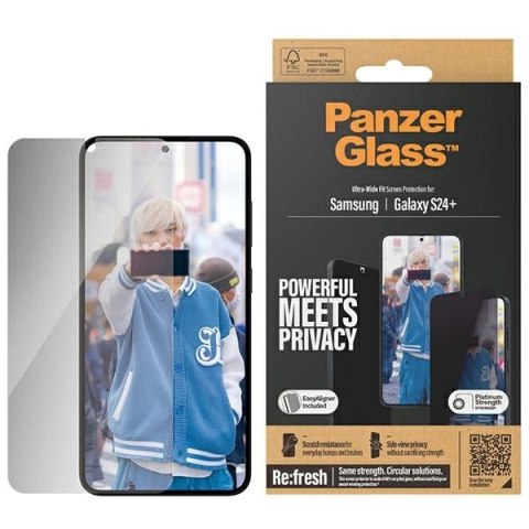 Szkło hartowane PanzerGlass Ultra-Wide Fit prywatyzujące z pozycjonerem na Samsung Galaxy S24+