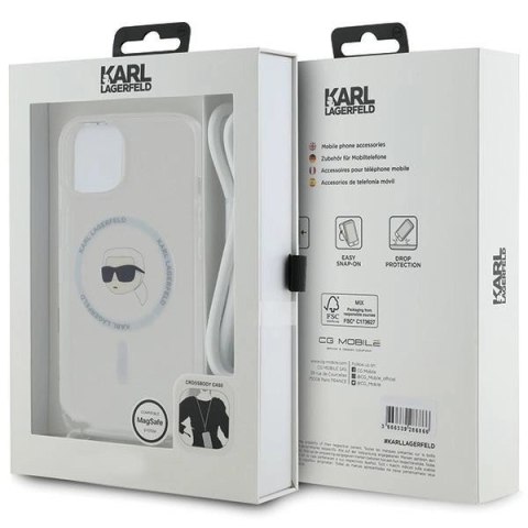Etui Karl Lagerfeld Crossbody IML Karl Head MagSafe na iPhone 15 / 14 / 13 - przezroczyste Etui Karl Lagerfeld Crossbody IML Karl Head MagSafe na iPhone 15 / 14 / 13 - przezroczyste