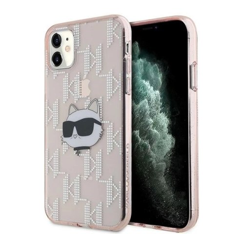 Etui Karl Lagerfeld IML Choupette Head & Monogram na iPhone 11 / Xr - różowe Etui Karl Lagerfeld IML Choupette Head & Monogram na iPhone 11 / Xr - różowe
