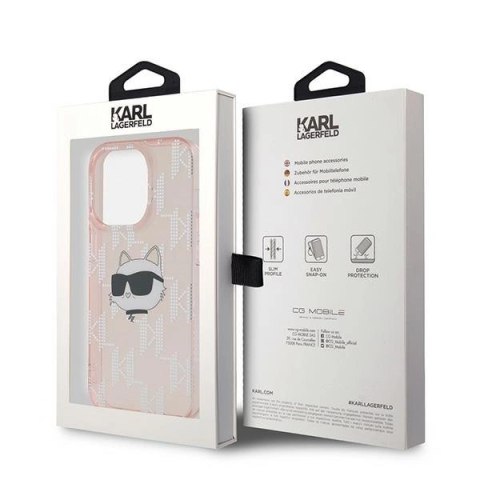 Etui Karl Lagerfeld IML Choupette Head & Monogram na iPhone 13 Pro Max - różowe Etui Karl Lagerfeld IML Choupette Head & Monogram na iPhone 13 Pro Max - różowe