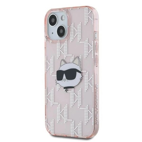 Etui Karl Lagerfeld IML Choupette Head & Monogram na iPhone 13 - różowe Etui Karl Lagerfeld IML Choupette Head & Monogram na iPhone 13 - różowe