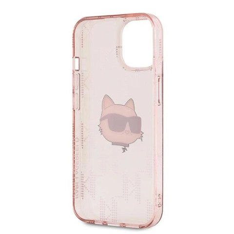 Etui Karl Lagerfeld IML Choupette Head & Monogram na iPhone 13 - różowe Etui Karl Lagerfeld IML Choupette Head & Monogram na iPhone 13 - różowe