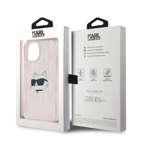 Etui Karl Lagerfeld IML Choupette Head & Monogram na iPhone 14 / 15 / 13 - różowe Etui Karl Lagerfeld IML Choupette Head & Monogram na iPhone 14 / 15 / 13 - różowe