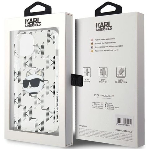 Etui Karl Lagerfeld IML Choupette Head & Monogram na iPhone 15 / 14 / 13 - przezroczyste Etui Karl Lagerfeld IML Choupette Head & Monogram na iPhone 15 / 14 / 13 - przezroczyste