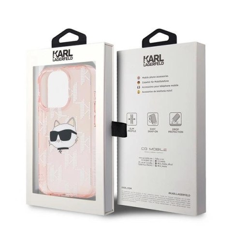 Etui Karl Lagerfeld IML Choupette Head & Monogram na iPhone 15 Pro Max - różowe Etui Karl Lagerfeld IML Choupette Head & Monogram na iPhone 15 Pro Max - różowe