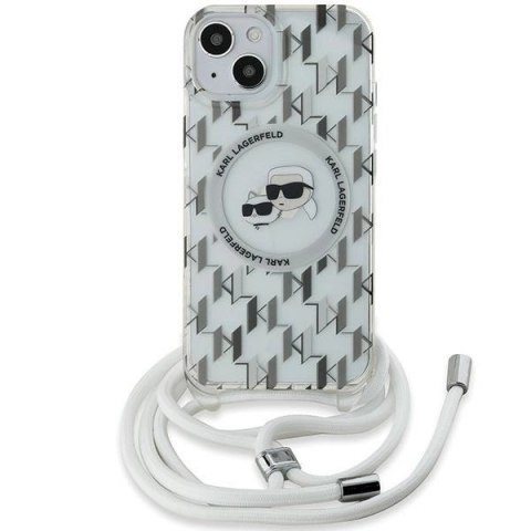 Etui Karl Lagerfeld IML Crossbody Monogram Karl & Choupette Head MagSafe na iPhone 15 / 14 / 13 - przezroczyste Etui Karl Lagerfeld IML Crossbody Monogram Karl & Choupette Head MagSafe na iPhone 15 / 14 / 13 - przezroczyste