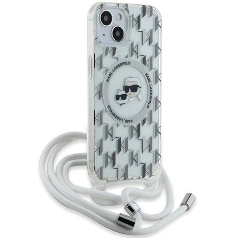 Etui Karl Lagerfeld IML Crossbody Monogram Karl & Choupette Head MagSafe na iPhone 15 / 14 / 13 - przezroczyste Etui Karl Lagerfeld IML Crossbody Monogram Karl & Choupette Head MagSafe na iPhone 15 / 14 / 13 - przezroczyste