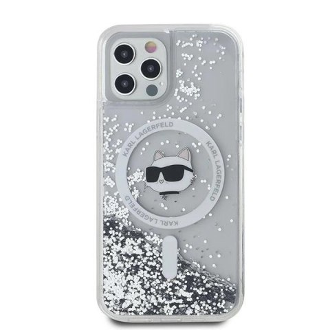 Etui Karl Lagerfeld Liquid Glitter Choupette Head MagSafe na iPhone 12 / 12 Pro - przezroczyste