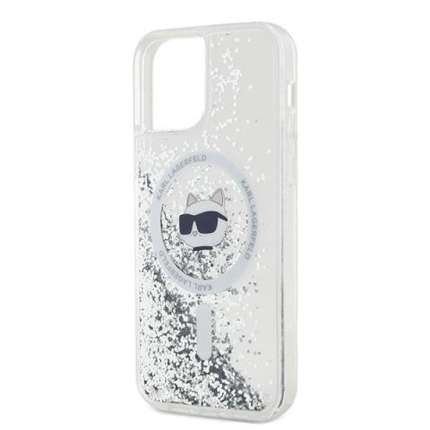 Etui Karl Lagerfeld Liquid Glitter Choupette Head MagSafe na iPhone 12 / 12 Pro - przezroczyste