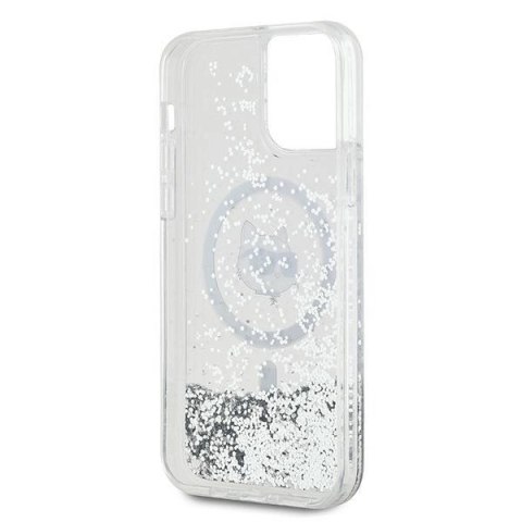 Etui Karl Lagerfeld Liquid Glitter Choupette Head MagSafe na iPhone 12 / 12 Pro - przezroczyste