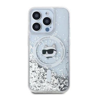 Etui Karl Lagerfeld Liquid Glitter Choupette Head MagSafe na iPhone 14 Pro Max - przezroczyste