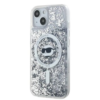 Etui Karl Lagerfeld Liquid Glitter Choupette Head MagSafe na iPhone 15 Plus / 14 Plus - przezroczyste
