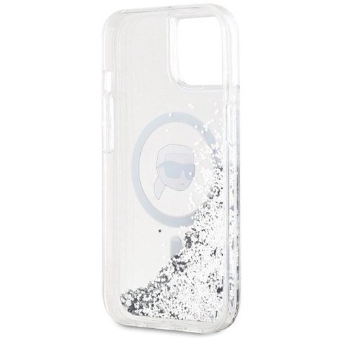 Etui Karl Lagerfeld Liquid Glitter Karl Head MagSafe na iPhone 15 / 14 / 13 - przezroczyste