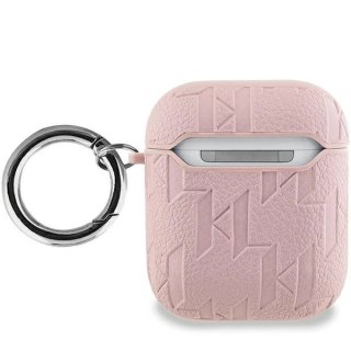 Etui Karl Lagerfeld Monogram Choupette Head na AirPods 1 / 2 - różowe