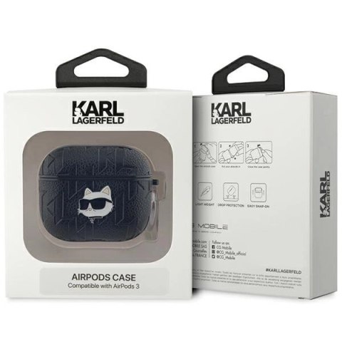 Etui Karl Lagerfeld Monogram Choupette Head na AirPods 3 - czarne