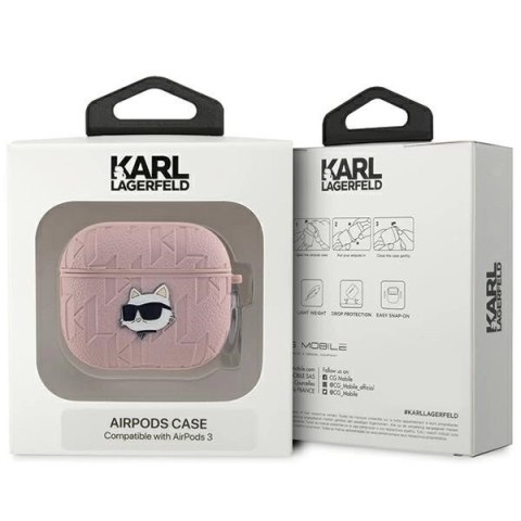 Etui Karl Lagerfeld Monogram Choupette Head na AirPods 3 - różowe