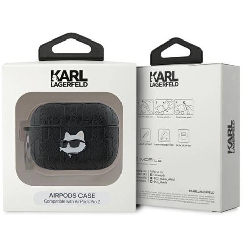 Etui Karl Lagerfeld Monogram Choupette Head na AirPods Pro 2 - czarne Etui Karl Lagerfeld Monogram Choupette Head na AirPods Pro 2 - czarne