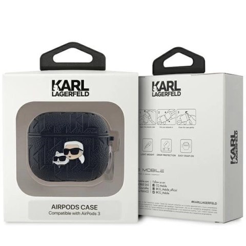 Etui Karl Lagerfeld Monogram Karl & Choupette Head na AirPods 3 - czarne