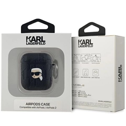 Etui Karl Lagerfeld Monogram Karl Head na AirPods 1 / 2 - czarne Etui Karl Lagerfeld Monogram Karl Head na AirPods 1 / 2 - czarne