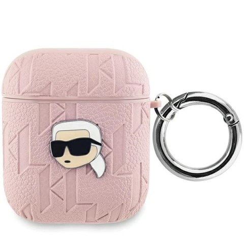 Etui Karl Lagerfeld Monogram Karl Head na AirPods 1 / 2 - różowe Etui Karl Lagerfeld Monogram Karl Head na AirPods 1 / 2 - różowe