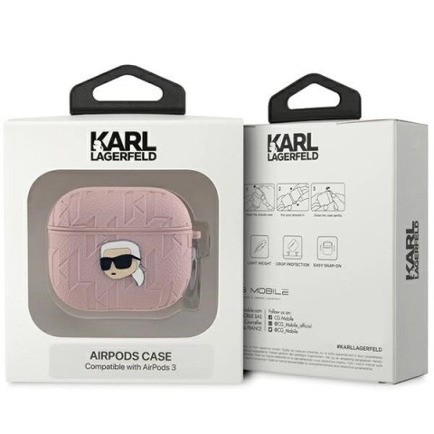 Etui Karl Lagerfeld Monogram Karl Head na AirPods 3 - różowe Etui Karl Lagerfeld Monogram Karl Head na AirPods 3 - różowe