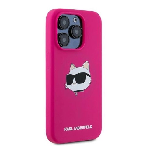 Etui Karl Lagerfeld Silicone Choupette Head MagSafe na iPhone 15 Pro Max - różowe