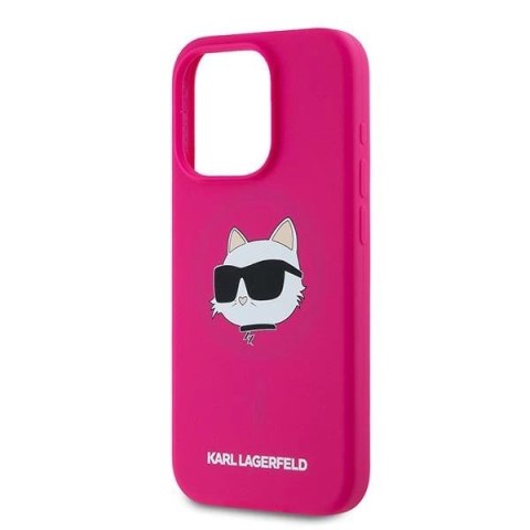Etui Karl Lagerfeld Silicone Choupette Head MagSafe na iPhone 15 Pro Max - różowe