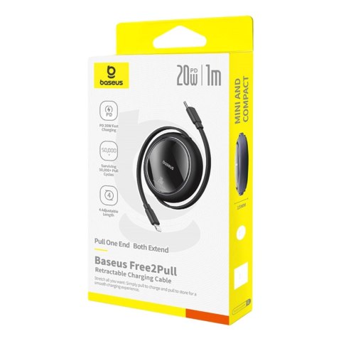 Kabel Baseus Free2Pull zwijany USB-C / Lightning 20W 1m - czarny Kabel Baseus Free2Pull zwijany USB-C / Lightning 20W 1m - czarny