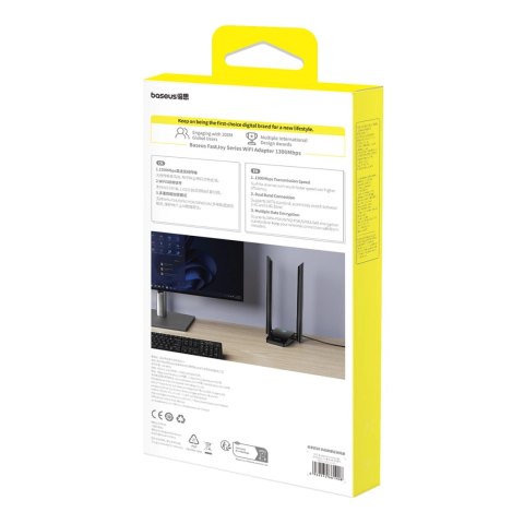 Karta sieciowa USB Baseus FastJoy B01317600111-06 1800 Mb/s - czarna Karta sieciowa USB Baseus FastJoy B01317600111-06 1800 Mb/s - czarna