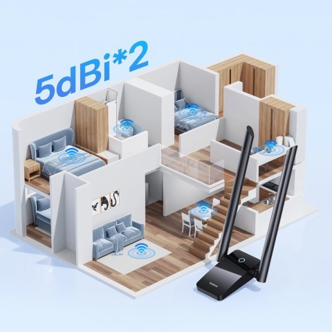 Karta sieciowa USB Baseus FastJoy B01317600111-06 1800 Mb/s - czarna Karta sieciowa USB Baseus FastJoy B01317600111-06 1800 Mb/s - czarna