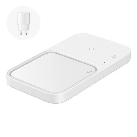 Ładowarka Samsung Wireless Charger Duo EP-P5400TWEGEU indukcyjna 15W - biała + ładowarka sieciowa + kabel