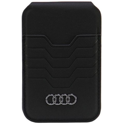 Portfel Audi Leather Wallet Card magnetyczny MagSafe ze standem - czarny Portfel Audi Leather Wallet Card magnetyczny MagSafe ze standem - czarny