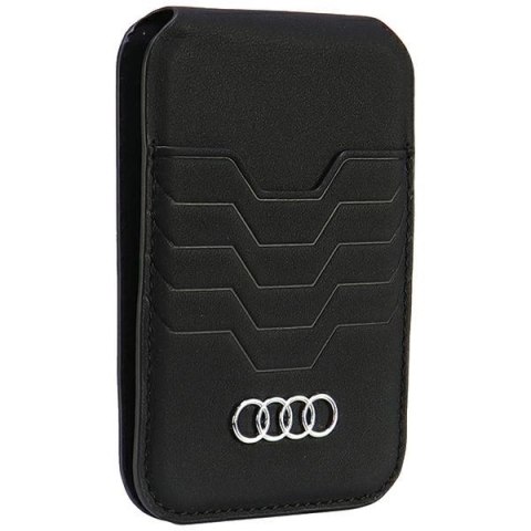 Portfel Audi Leather Wallet Card magnetyczny MagSafe ze standem - czarny Portfel Audi Leather Wallet Card magnetyczny MagSafe ze standem - czarny