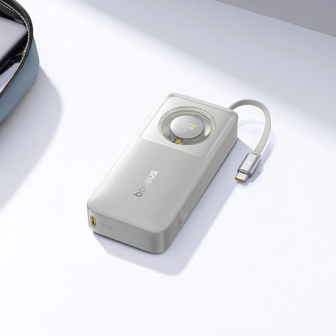 Powerbank Baseus Free2Pull 10000mAh 30W z portem USB-C i rozwijanym kablem USB-C - szary Powerbank Baseus Free2Pull 10000mAh 30W z portem USB-C i rozwijanym kablem USB-C - szary