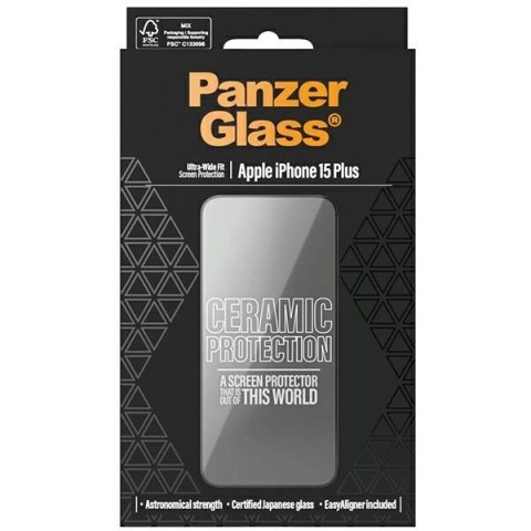 Szkło ceramiczne PanzerGlass Ceramic Protection na iPhone 15 Plus z pozycjonerem