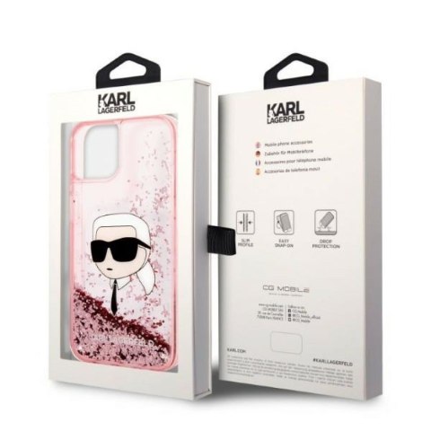 Karl Lagerfeld nakładka do iPhone 14 6,1" KLHCP14SLNKHCP różowa hardcase Liquid Glitter NFT Karl's Head Karl Lagerfeld nakładka do iPhone 14 6,1" KLHCP14SLNKHCP różowa hardcase Liquid Glitter NFT Karl's Head