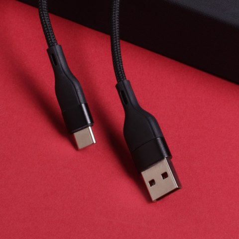 Maxlife kabel MXUC-07 USB - USB-C 1,0 m 3A czarny nylonowy Maxlife kabel MXUC-07 USB - USB-C 1,0 m 3A czarny nylonowy