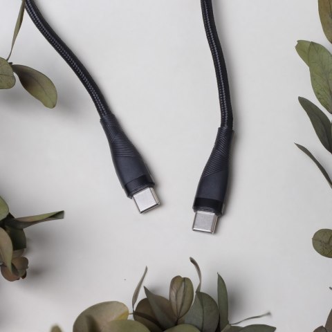 Maxlife kabel MXUC-08 USB-C - USB-C 1,0 m 60W czarny nylonowy Maxlife kabel MXUC-08 USB-C - USB-C 1,0 m 60W czarny nylonowy