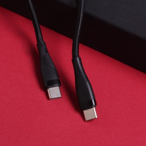Maxlife kabel MXUC-08 USB-C - USB-C 1,0 m 60W czarny nylonowy Maxlife kabel MXUC-08 USB-C - USB-C 1,0 m 60W czarny nylonowy