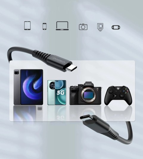Kabel Choetech XCC-1051 magnetyczny USB-C / USB-C PD 3.1 240W 1.8m - czarny Kabel Choetech XCC-1051 magnetyczny USB-C / USB-C PD 3.1 240W 1.8m - czarny