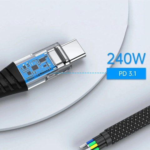Kabel Choetech XCC-1051 magnetyczny USB-C / USB-C PD 3.1 240W 1.8m - czarny Kabel Choetech XCC-1051 magnetyczny USB-C / USB-C PD 3.1 240W 1.8m - czarny