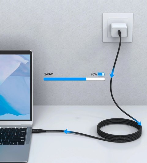 Kabel Choetech XCC-1051 magnetyczny USB-C / USB-C PD 3.1 240W 1.8m - czarny Kabel Choetech XCC-1051 magnetyczny USB-C / USB-C PD 3.1 240W 1.8m - czarny