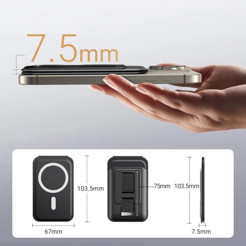Portfel Ugreen Magnetic Wallet 45166 magnetyczny MagSafe z podstawką i uchwytem na palec - czarny