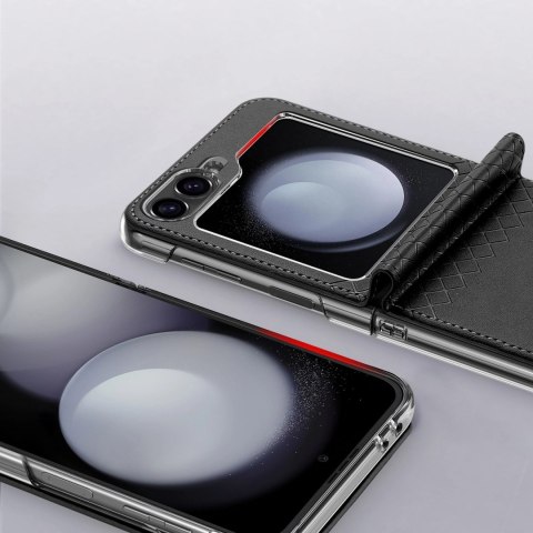 Etui Dux Ducis Bril skórzane na Samsung Galaxy Z Flip 6 - czarne Etui Dux Ducis Bril skórzane na Samsung Galaxy Z Flip 6 - czarne