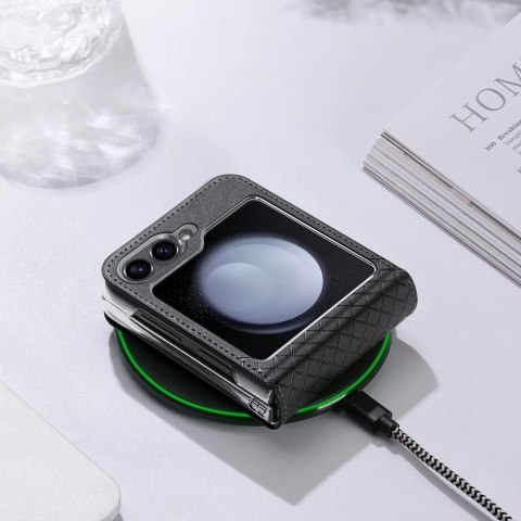 Etui Dux Ducis Bril skórzane na Samsung Galaxy Z Flip 6 - czarne Etui Dux Ducis Bril skórzane na Samsung Galaxy Z Flip 6 - czarne