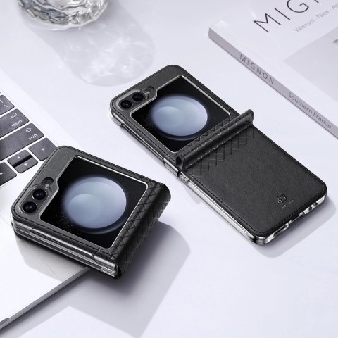 Etui Dux Ducis Bril skórzane na Samsung Galaxy Z Flip 6 - czarne Etui Dux Ducis Bril skórzane na Samsung Galaxy Z Flip 6 - czarne