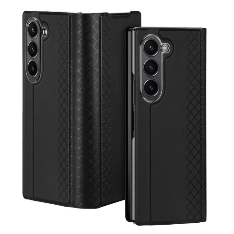 Etui Dux Ducis Brill skórzane na Samsung Galaxy Z Fold 6 z klapką i kieszonką na kartę - czarne Etui Dux Ducis Brill skórzane na Samsung Galaxy Z Fold 6 z klapką i kieszonką na kartę - czarne