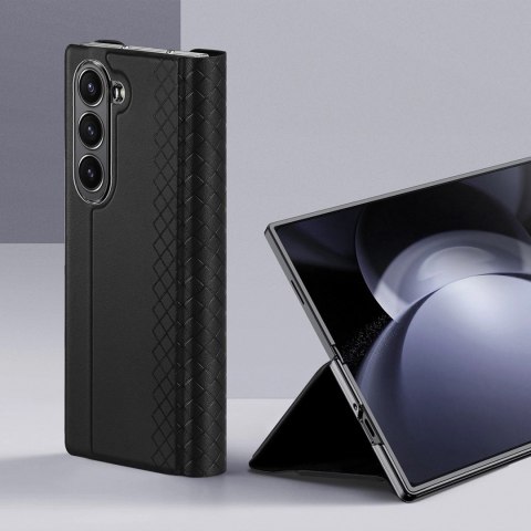 Etui Dux Ducis Brill skórzane na Samsung Galaxy Z Fold 6 z klapką i kieszonką na kartę - czarne Etui Dux Ducis Brill skórzane na Samsung Galaxy Z Fold 6 z klapką i kieszonką na kartę - czarne