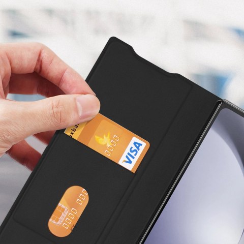 Etui Dux Ducis Brill skórzane na Samsung Galaxy Z Fold 6 z klapką i kieszonką na kartę - czarne Etui Dux Ducis Brill skórzane na Samsung Galaxy Z Fold 6 z klapką i kieszonką na kartę - czarne